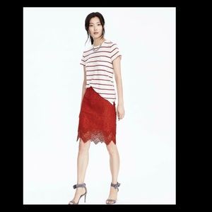 Red Lace Pencil Skirt